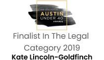 Kate Lincoln Goldfinch Austin Under 40 Awards Finalista En Categoria Legal 2019
