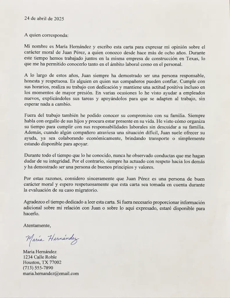 Cómo Escribir Una Carta De Buen Carácter Moral Para Inmigración